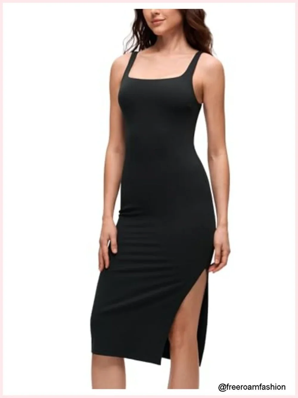 Butterluxe Bodycon Midi Dress with Built-in Bra Side Slit